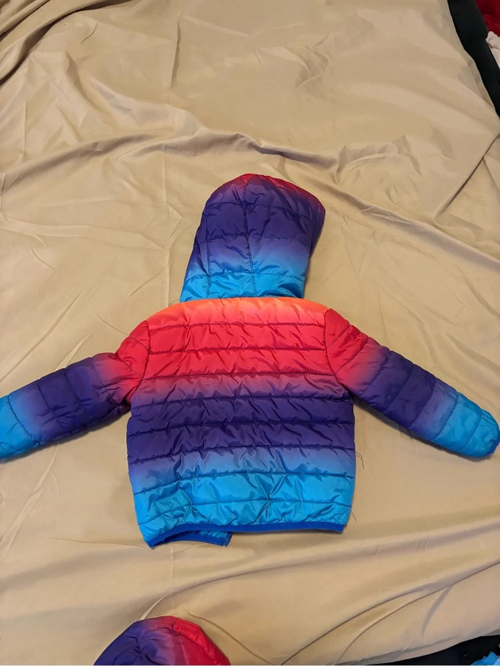 Nike Kids Hooded Puffer Jacket - Blue with Orange & Pink Gradient